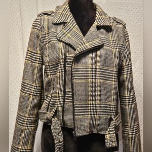 Ashley outerwear Houndstooth moto jacket. Medium